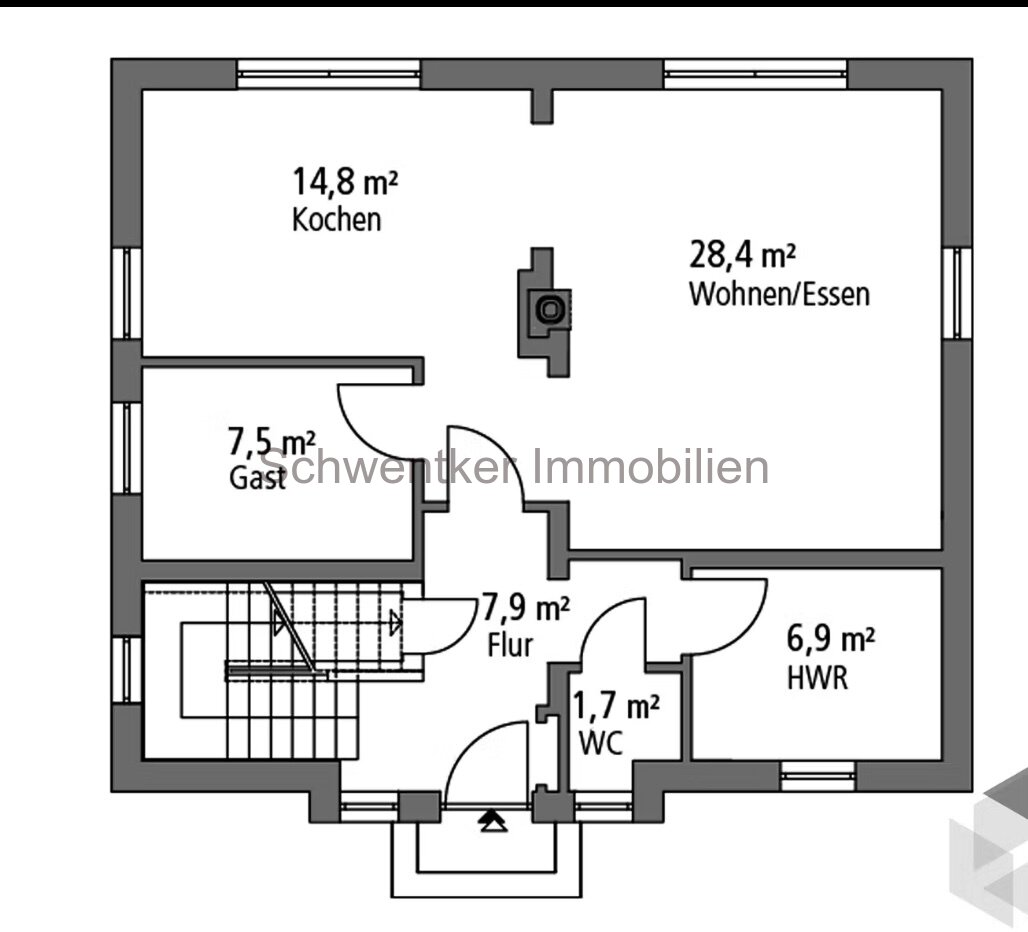 Stadtvilla mit 133 qm / PV- Anlage / Einbauküche / FB / WP / Schlüsself. 