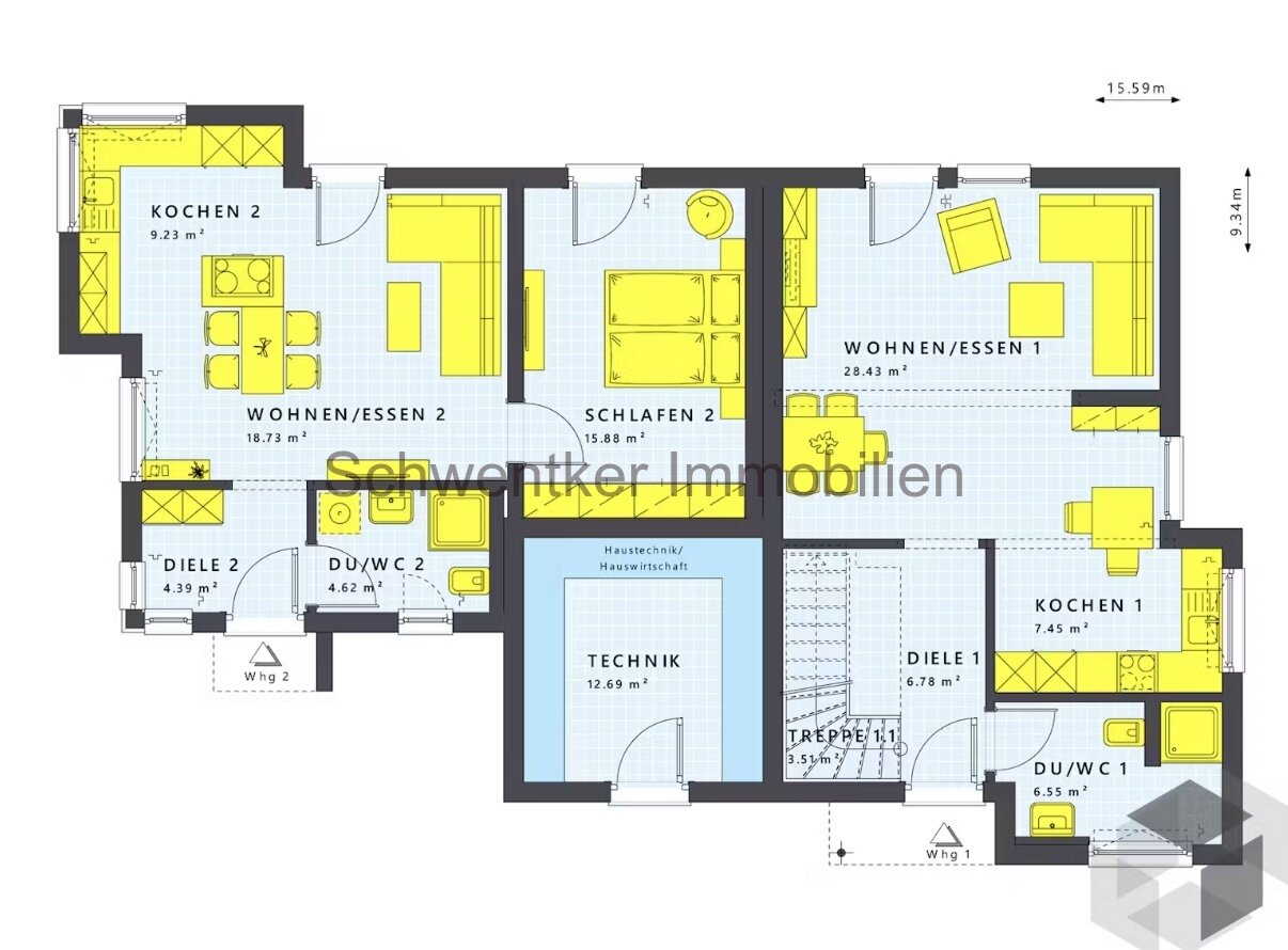 top gestaltetes Einfamilienhaus mit Einliegerwohnung in verschiedeneen Größen   PV- Anlage / Einbauküche / FB / WP / Schlüsselfertig