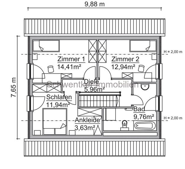 Einfamilienhaus 122 qm mit Grundstück / 1.731,--  monatl. Finanzierungsrate incl. Fördermittel  Schlüsself. / Einbauküche 7 PV-Anlage / FB / WP
