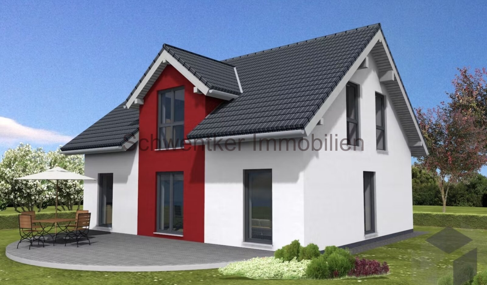 Einfamilienhaus 155qm mit Grundstück  / 5 Zi / monatl. Rate 1.734,-- incl. Fördermittel Einbauküche / PV- Anlage / FB / WP / Ankleide