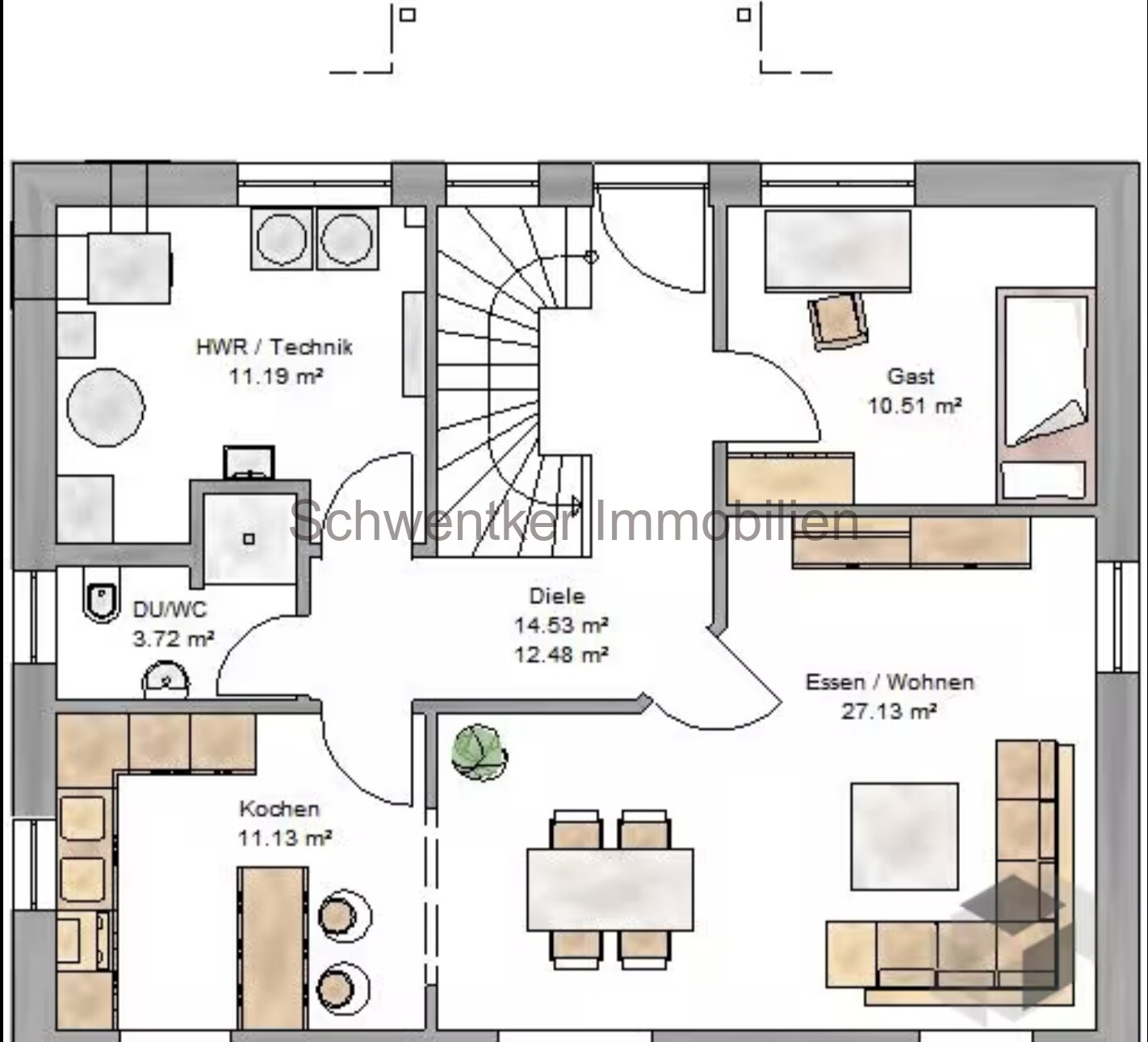 Einfamilienhaus 155qm mit Grundstück  / 5 Zi / monatl. Rate 1.734,-- incl. Fördermittel Einbauküche / PV- Anlage / FB / WP / Ankleide